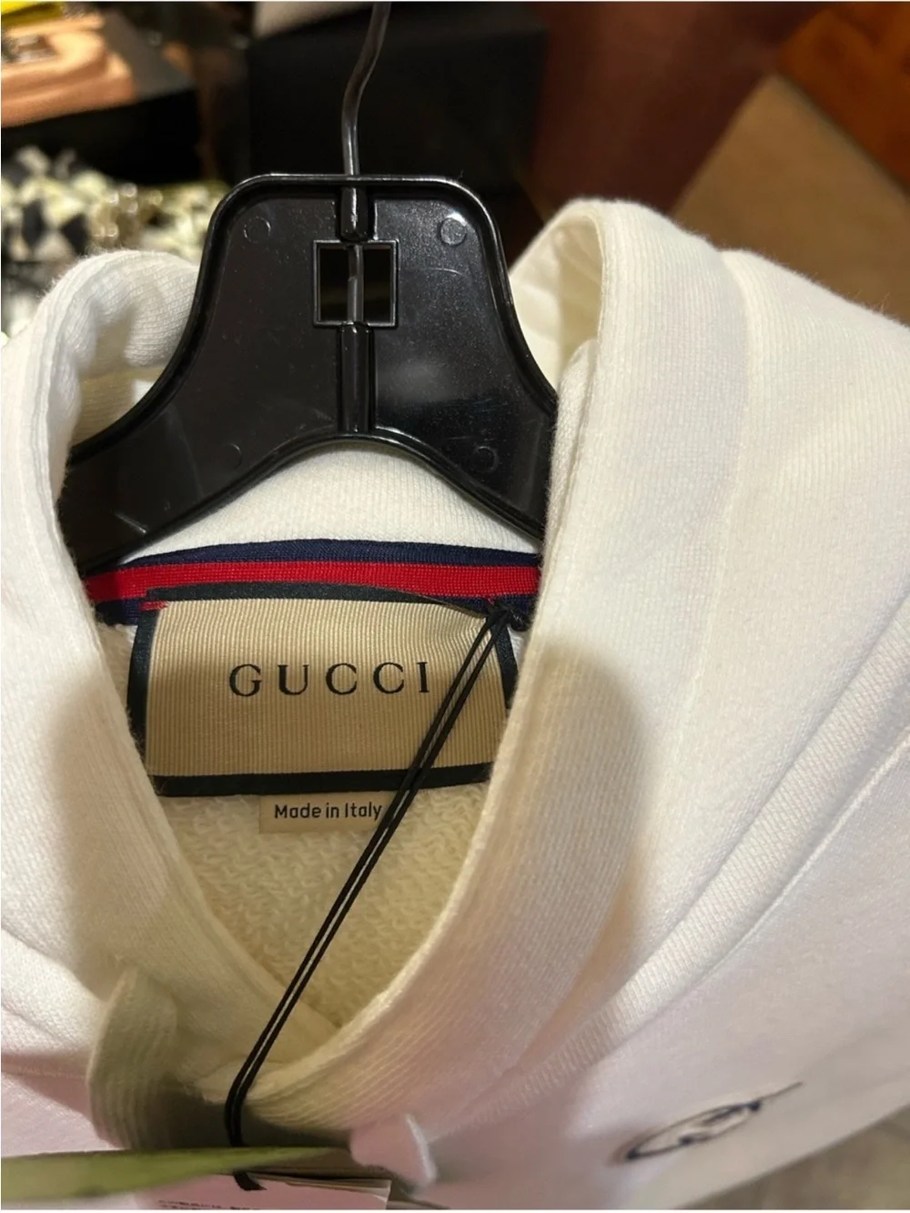 Men’s Gucci embroidered interlocking G cotton hoodie size XL made in Italy